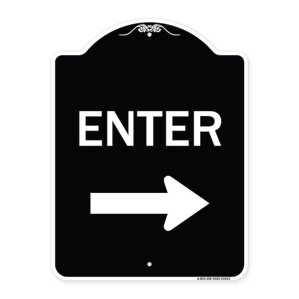 Signmission Parking Lot Enter Right Arrow Heavy-Gauge Aluminum Architectural Sign, 24" x 18", BW-1824-23426 A-DES-BW-1824-23426 - main